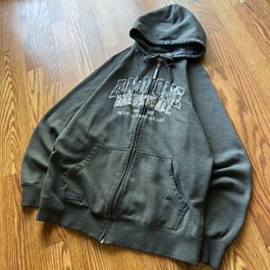 AND1 zip hoodie men's M charcoal faded Y2K basketball streetwear